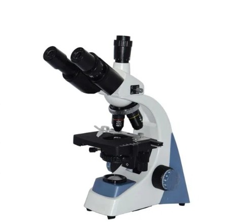 Microscópio Biológico Trinocular de Ótica Finita Acromático LED1W Bateria Aumento 1600x New Optics