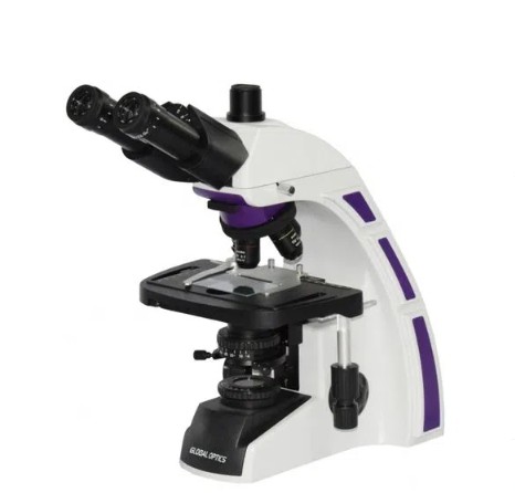 Microscópio Biológico Trinocular Contraste Fase (objetivas 10x, 20x, 40x e 100x) Ótica Finita Acromático  LED New Optics