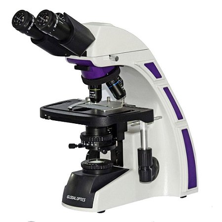 Microscópio Biológico Binocular de Ótica Infinita Planacromático LED 3W Aumento 1600X New Optics