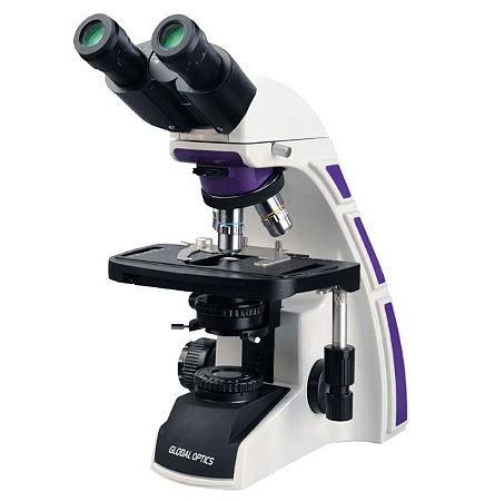 Microscópio Biológico Binocular com Dispositivo Polarização Ótica Infinita Planacromático LED New Optics