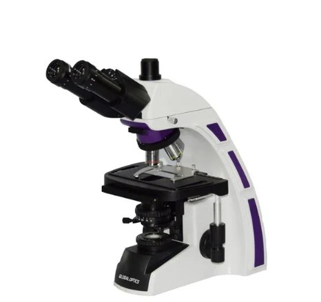 Microscópio Biológico Trinocular Campo Escuro Seco Ótica Infinita Planacromático LED com bateria New Optics