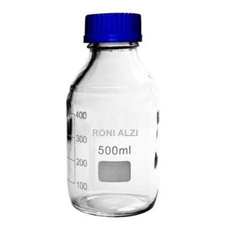 Frasco Reagente C/Tampa Azul Autoclavável Incolor 500Ml Ronialzi