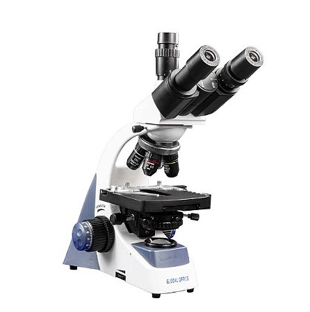 Microscópio Trinocular Otica Finita Acromatico Led Aumento 1600x Global Optics