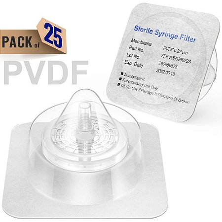 Filtros para seringa PVDF estéril, membrana 0.22mm, diametro 25mm Ks Tek
