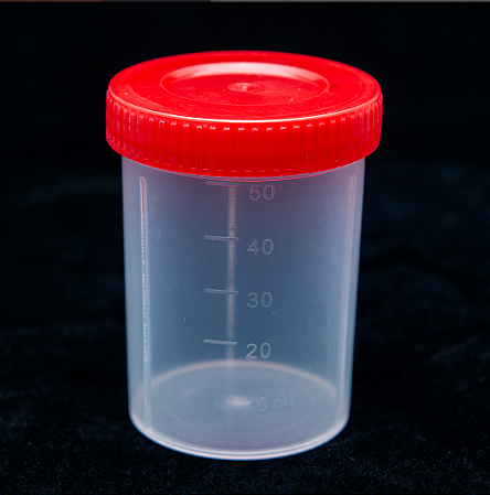COLETOR 50ML EST PP TRANSP TAMPA VERMELHA  SEM PA EMB IND  - JPROLAB
