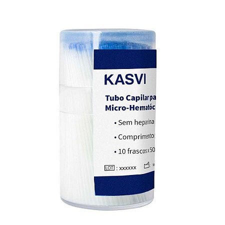 Tubo Capilar Para Micro-Hematócrito Sem Heparina. 500 Un/Fr - Kasvi