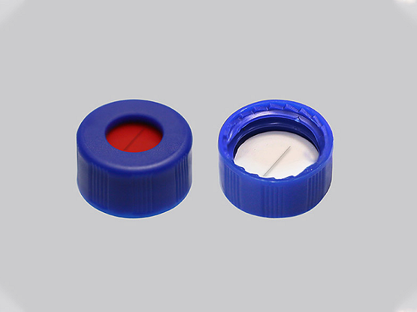 Tampa azul PTFE septo silicone vermelho rosca 9mm - perfecta