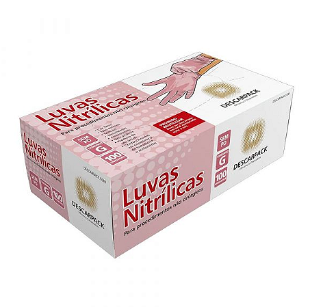Luva Nitrílica Powder Free Rosa G - cx 100 Descarpack