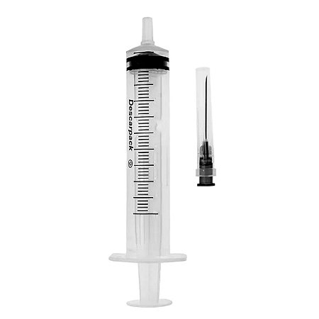 Seringa Hipodérmica com Agulha 25 x 0,70 mm Luer Slip Descartável 20mL - CX/ 50UN