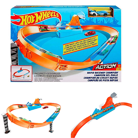 HOT WHEELS ACTION CAMPEÃO DE PISTA RAPIDA CORRIDA PROPULSOR OVAL