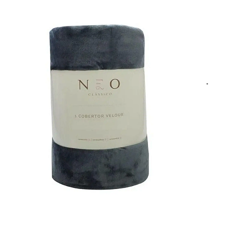 COBERTOR MANTA VELOUR 300G SOLTEIRO 150X220 CINZA NEO CAMESA