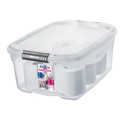 Caixa organizadora baixa c/ trava 20L cristal SR931 Sanremo