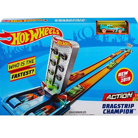 Pista corrida campeonato Dragstrip Champ carro Hot Wheels