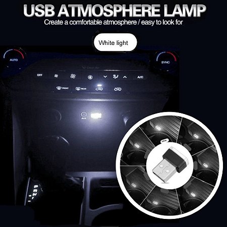 Mini LED USB - Luz Ambiente Branco Para Interior Carro, Casa, Trabalho, Computador, Notebook