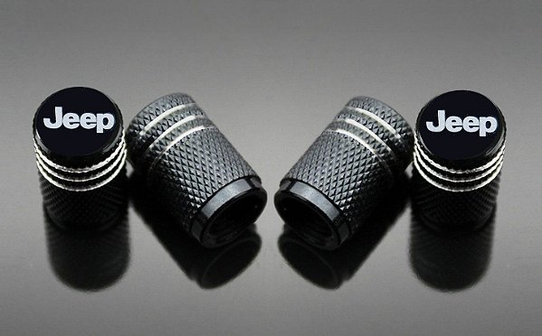 Kit 4 Bicos Tampa Válvula Pneu Preto para JEEP /  Clássico ou Punisher