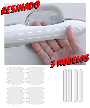 Kit 4 Adesivos Protetor de Maçaneta Resinado Transparente  - 3 Tamanhos  -