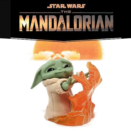 Boneco Baby Yoda Bebê Grogu e Fogo Star Wars Mandalorian - 5 CM -