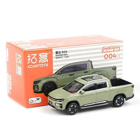 Miniatura Geely Riddara Radar RD6 Picape Verde 2023 Xcartoys Orange Box 1/64 8 CM