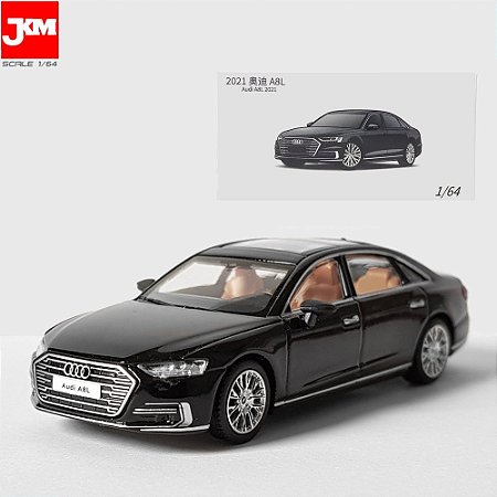Miniatura Audi A8L 5.0 TFSI Quattro Preto 2021 JKM 1/64 8CM