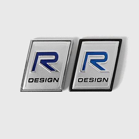 Emblema Traseiro Rdesign Preto ou Prata para Volvo 2,7cm x 2,1cm Metal