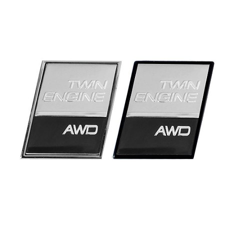 Emblema Traseiro Twin Engine AWD Tampa Preto ou Prata para Volvo 2,7cm x 2,1cm Metal