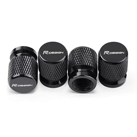 Kit 4 Bicos Tampa Válvula Pneu Preto Rdesign - Modelo 3