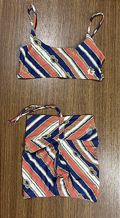 Conjunto estampado - Short cordão cós + top