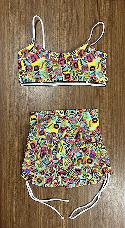 Conjunto estampado - short cós cruzado + top