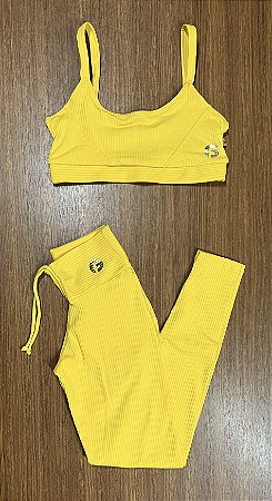 Conjunto canelado - Legging cordão + top