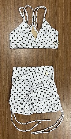 Conjunto estampado - short poá lacinho lateral + top