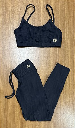 Conjunto - legging cordão + top texturizado