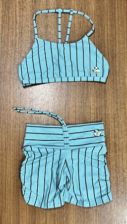 Conjunto de Short Empina Franzido Lateral ,Cós Reto
