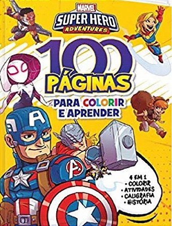 Livro: 100 Páginas p/ Colorir e Aprender - Super Hero Adven.