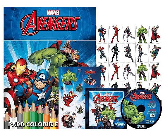 Kit 5 em 1 com DVD - Marvel - Avengers
