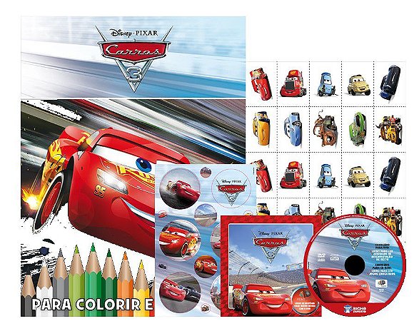 Kit 5 em 1 com DVD - Disney Pixar - Carros 3