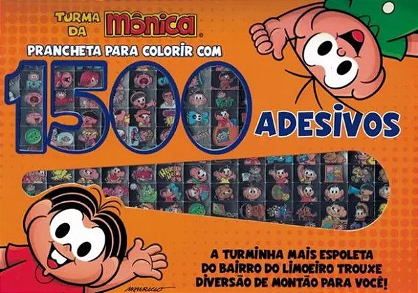 Prancheta para Colorir c/ 1500 Adesivos - Mônica e Cebolinha