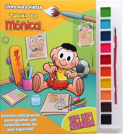Livro p/ Pintar com Aquarela - Turma da Mônica - Cascão