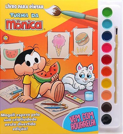 Livro p/ Pintar com Aquarela - Turma da Mônica - Magali