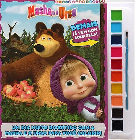 Livro p/ Pintar com Aquarela - Masha e o Urso