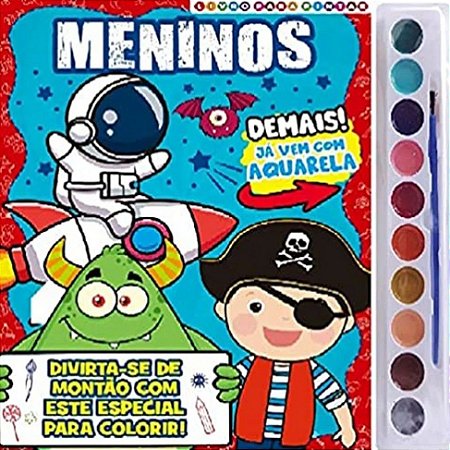 Livro p/ Pintar com Aquarela - Meninos