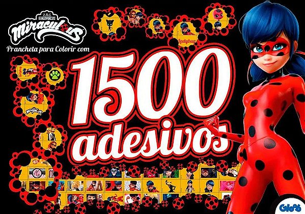 Prancheta para Colorir com 1500 Adesivos - Miraculous