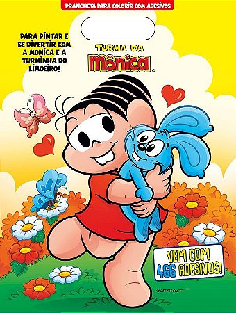 Prancheta p/ Colorir c/ Adesivos da Turma da Mônica - Mônica