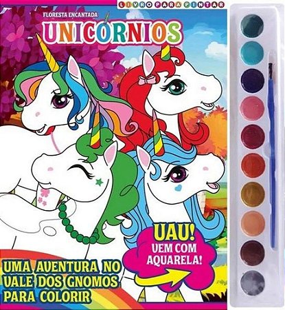 Livro Para Pintar com Aquarela - Unicórnios - Avent. no Vale
