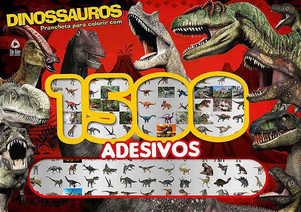 Prancheta para Colorir com 1500 Adesivos - Dinossauros