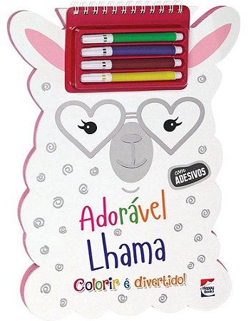 Colorir é Divertido - com Adesivos - Adorável Lhama