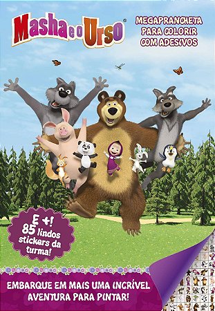 Megaprancheta para Colorir com Adesivos - Masha e o Urso