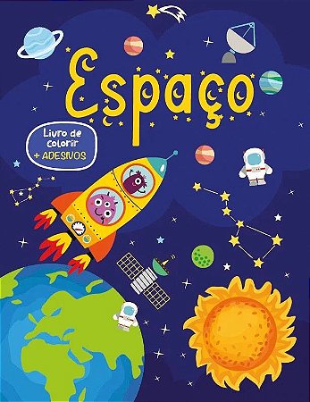 Livro de Colorir com Adesivos - Espaço