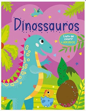 Livro de Colorir com Adesivos - Dinossauros