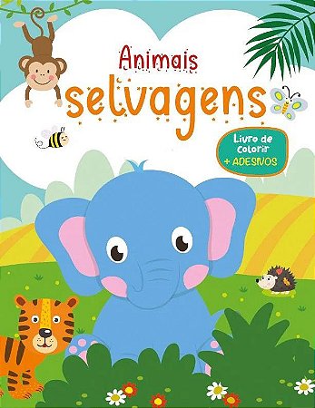 Livro de Colorir com Adesivos - Animais Selvagens
