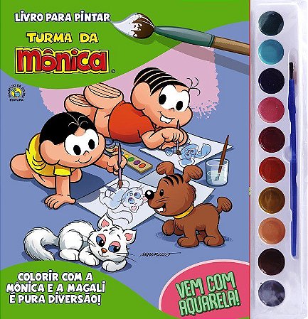 Livro Para Pintar com Aquarela - T. Mônica - Mônica e Magali